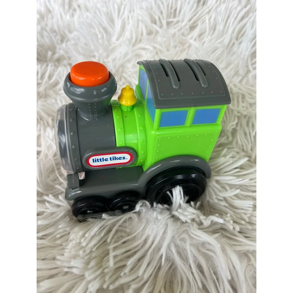 Little Tikes Green Grey Toy Train Engine with Orange Button Switch‎ UNTESTED
